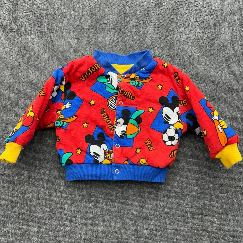 Vintage Disney Jacket Baby Mickey Total Athlete 3-6 Months Reversible FLAWS